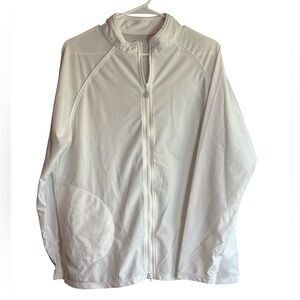 Women’s White Zip-Front Lightweight Jacket Hoodie